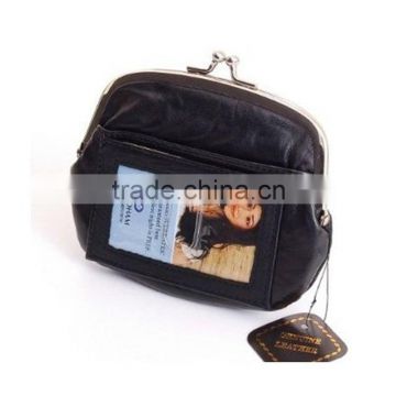 Women's Leather Metal Frame Coin Purse