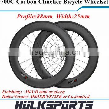 Road bicycle wheel 700C carbon road bike Clincher wheel 88mm Clincher carbon wheelset