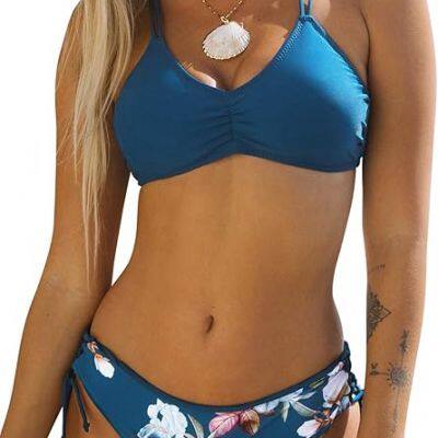 Women's 2 Piece Bikini Set Back Braided Straps with Reversible Bottom