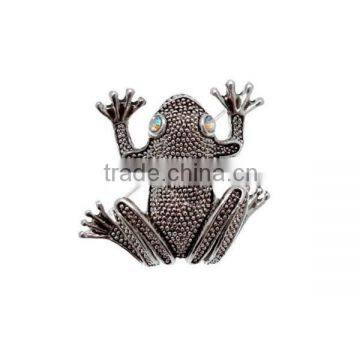 Wholesale 4*3.5cm Frog Brooch with Rainbow Crystal Eyes