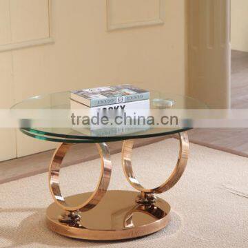 New Design Glass Top Round Metal Coffee Table Quality Choice photo-2