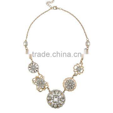 Vogue Party Girls Crystal Wedding Jewelry Handmade Flower Statment Necklace