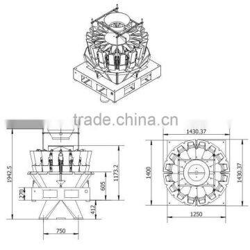 High Precision Multihead Weigher PLCFor Noodles14 Head 2.5 Liter Bucket Weigher photo-3