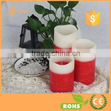 2-layer Red White Flameless LED Candle auto color changing candle