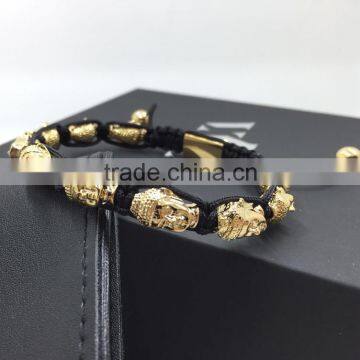 2016 Hot Fashion Unique 6mm Hematite Beads Wholesale Gold Buddha Bracelets Jewelry