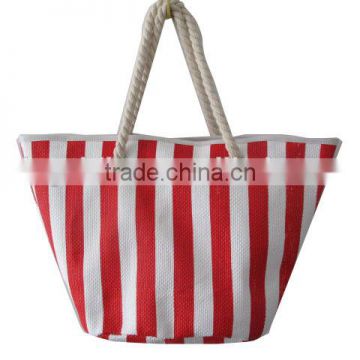 painting red white striped paper straw beach bag ladies bag