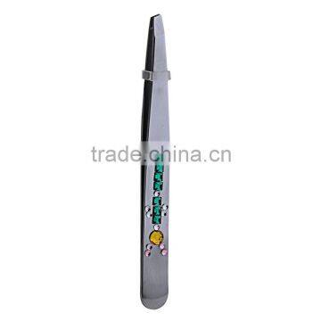 Stainless steel eyebrow tweezer plus diamonds