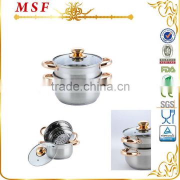 2 layers with golden accessories stainless steel double boiler