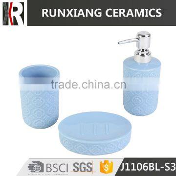 high quality blue glazed ceramic bathroom accessories set