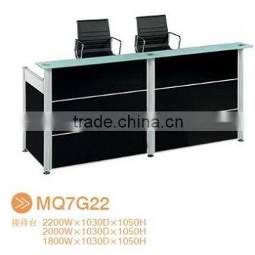 Black Tufted Reception Desk Made With Tempered Glass