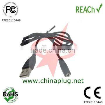 Chinese manufacturer exporter supplier usb male to 3.5mm male or jack cable