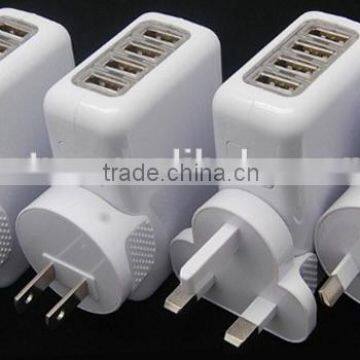 6 port USB wall charger for mobile phone for ipad UK plug 4A