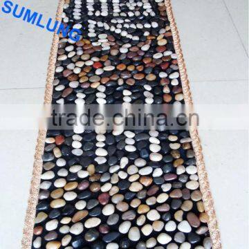 Pebble Foot Massage Mat 40*150mm Chinese Character Happiness blanket Smooth Colorful Natural Stone