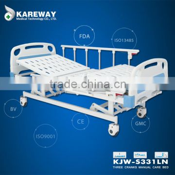 modern 3 crank manual hospital beds with mattress medical equipment price list