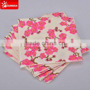 Chinese style printed flower paper napkin