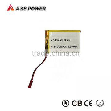 OEM trade assurance 503759 rechargeable polymer 3.7v 1100mah li-ion battery pack