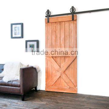 Interior bottom X double panel barn door sliding