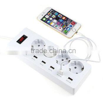 Euro French type 100v-250v socket with 6 usb 4 power outlet extension cord
