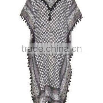 Indian Cotton Designer Short Kaftan Women Sexy Maxi Dress Pompom Kaftan Manufacturer