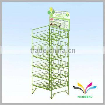 Fashion 6 tiers green big capacity metal supermarket food display square shelf