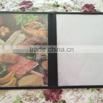 Leather Cording Transparent A4 Menu Cover with Metal Cornor