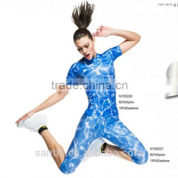 Blue Lady's Sports Compression Wear, Compression tights,China outdoor compression long Sleeve