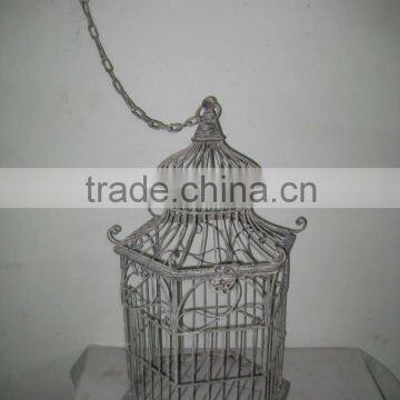 Country garden antique gray metal birdcage