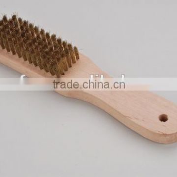 6 row brass brush with wooden handle