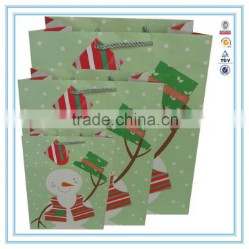 2015 NEW Christmas Paper Bags Printing Factory Christmas snowman Gift Wrapping Paper Bag Set Pack