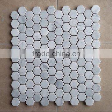White Marble Mosaic Hexagon Tile photo-2