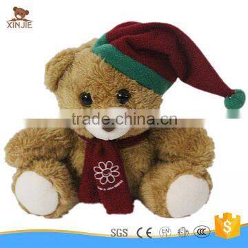 custom made cheap plush teddy bear toy with christmas hat                        
                                                Quality Choice