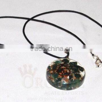 Blood Stone Orgone Disc Pendant With Cord | Orgonite Disc Pendant | Blood Stone Pendant | Orgonite Pendant | Orgone Pendant |