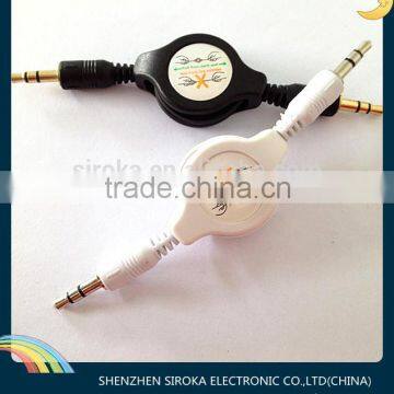 Retractable usb male to jack cable 3.5mm male audio aux stereo cable for ipad ,MP3/4