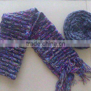 Fashion lady's Muticolor knitted Winter beret hat and scarfs sets