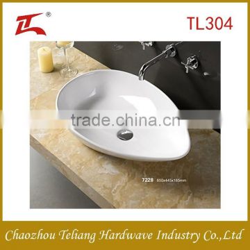 European Standard smooth surface table top oval bathroom big ceramic basin