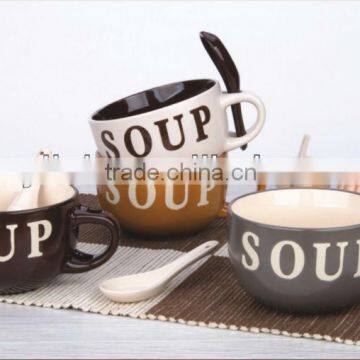 High quality 16oz ceramic mugs with spoons