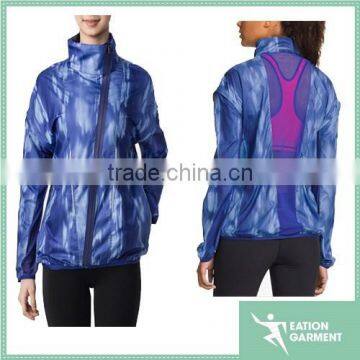 custom women sports running jackets windproof mesh on the back