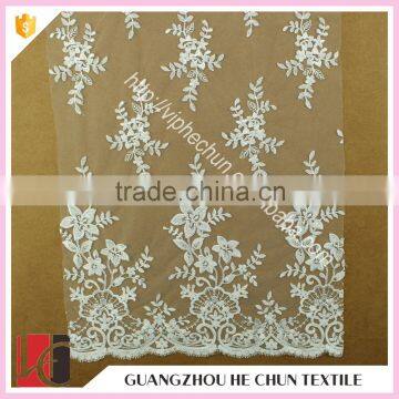 HC-5246-1 Hechun Imported White Floral Shape African Swiss Bridal Lace Fabric