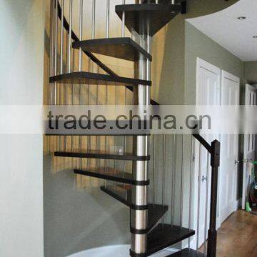 stainless steel wood spiral stairs with wood handrail                        
                                                                                Supplier's Choice