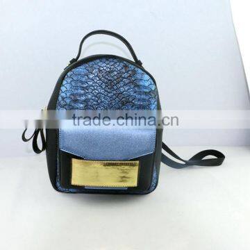 New arrival snakeskin pattern style cute girls small fashion leather backpack