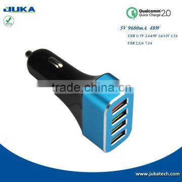 qualcomm certified quick charge 2.0 usb car charger dc 12v-24v input car charger for iphone ipad samsung