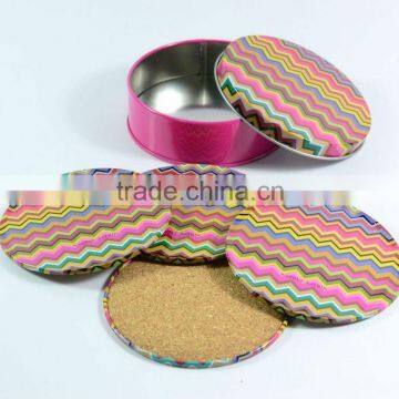 [Advertising gifts]-colorful tinplate cork cup coaster