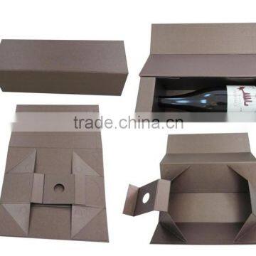 Custom cardboard folding wine packaging box with magnets /red wine bottles packaging box