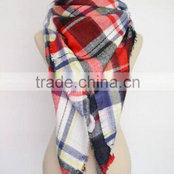 Acrylic Square Tartan Scarf,wholesale Winter Oversize Thick Fringed Oversize Acrylic Square Tartan Scarf photo-2