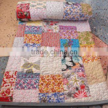 R T -3 Kantha Patch work Cotton Quilt bedspread/ bed cover