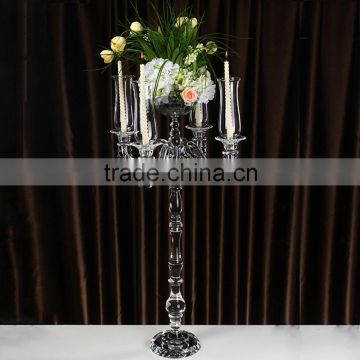 New product! Wholesale crystal glass candle holder with flower bowl in China