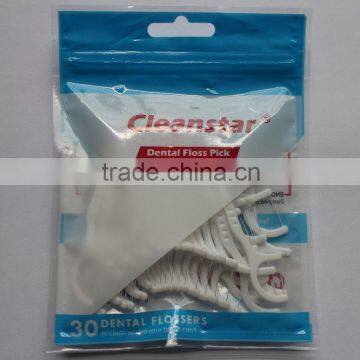 top quality dental floss pick 30 picks per bag manualfacture UHMWPE thread HIPS handle FDA approved