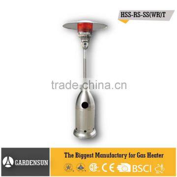 Gas patio heater Stand-up stainless steel bullet heater with table GARDENSUN 5000-13000W with CE CSA AGA ISO