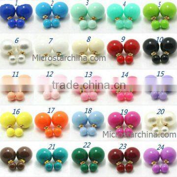 Wholesale Women Fashion Pearl Earring Two Ball Magnetic Ear Stud