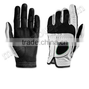 Black White Synthetic Leather Golf Gloves